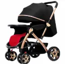 Carrito de Bebé 3 en 1 Ligero – Reversible, Paisaje Alto, con Mosquitera y Accesorios (0 a 3 años) - Negro o Kaki