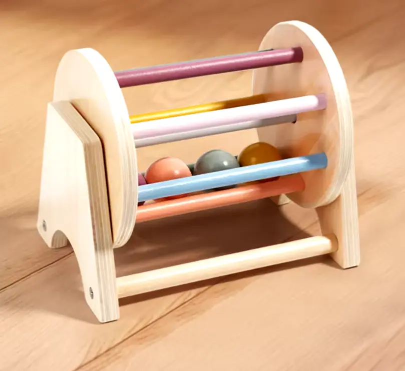 Juguete Montessori de Madera – Caja Sensorial Giratoria de Bolas para Bebés (0-3 años)