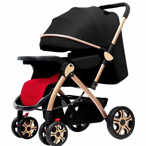 Carrito de Bebé 3 en 1 Ligero – Reversible, Paisaje Alto, con Mosquitera y Accesorios (0 a 3 años) - Negro o Kaki
