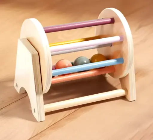Juguete Montessori de Madera – Caja Sensorial Giratoria de Bolas para Bebés (0-3 años)